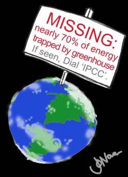 Missing energy, IPCC, Climate models. Cartoon.