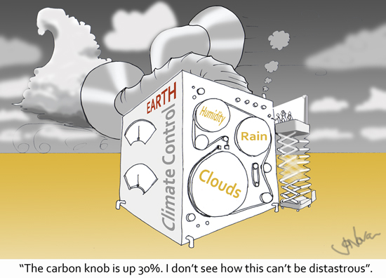 Cartoon: Tiny carbon knob on climate control box