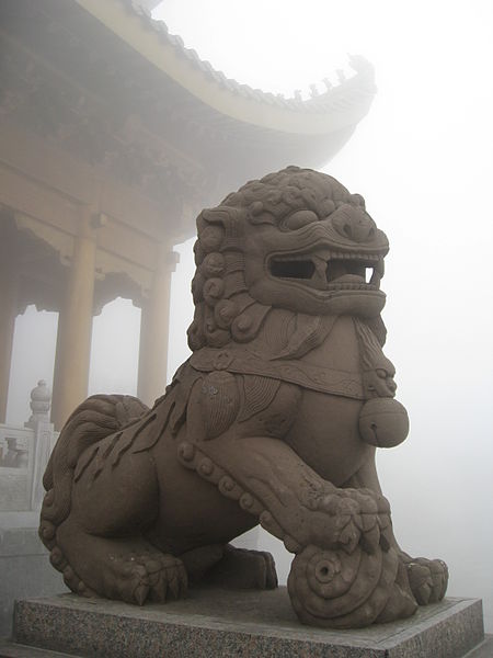China, emeishan lion statue.