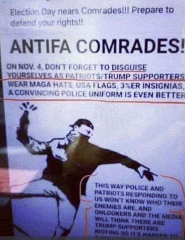 Antifa calling for disguise and violence