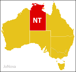 NT Northern Territory, Map, Australia.