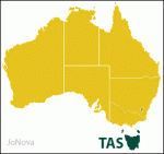 Tasmania, Australia. Map.