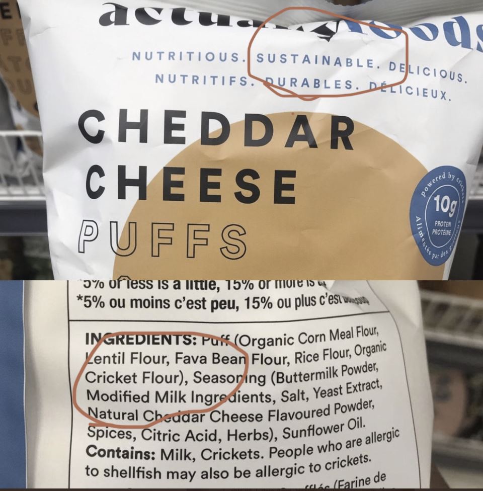Cricket flour, Actually Food, Cheddar Cheese Puffs. 
