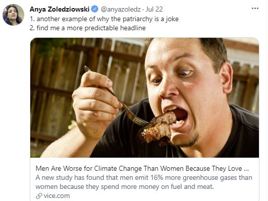 Men Are Worse for Climate Change Than Women Because They Love Meat and Cars
