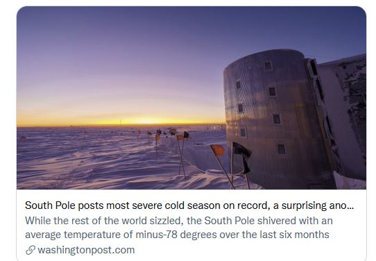 South Pole Sunrise from the coldest winter ever. 