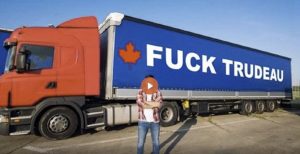 Fuck Trudeau Truck Banner. Protest.