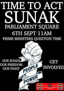 Protest against Richi Sunak for the ULEZ scheme. Sept 6th.
