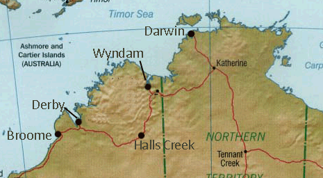 Map North Western Australia 