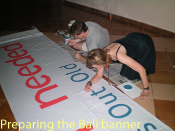 Painting Banner at the UNFCCC in Bali 