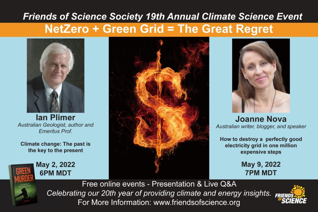 Friends of Science, Event, May 2022, Ian Plimer, Jo Nova. 