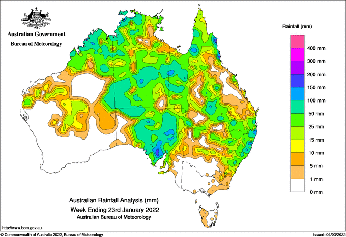 Rainfall Australia 2022 January. Bureau of Meteorology