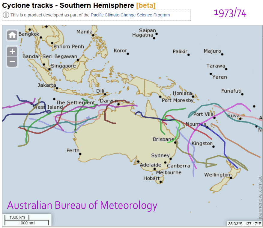 Cyclone tracks - Southern Hemisphere