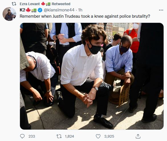 Trudeau takes a knee to police brutality