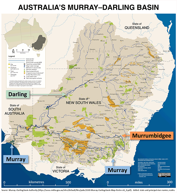 Murray River Basin, Australia. Map.