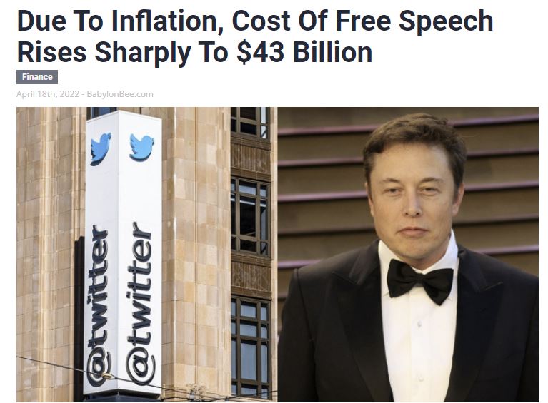 Due To Inflation, Cost Of Free Speech Rises Sharply To $43 Billion