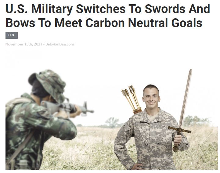 US Military Switches to Swords and Bows to meet carbon neutral targets