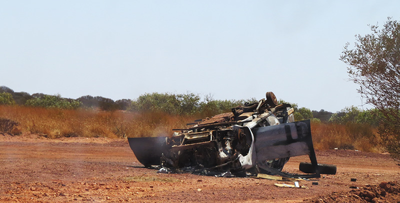 Photo by Jo Nova. Central Desert Highway. Crash.