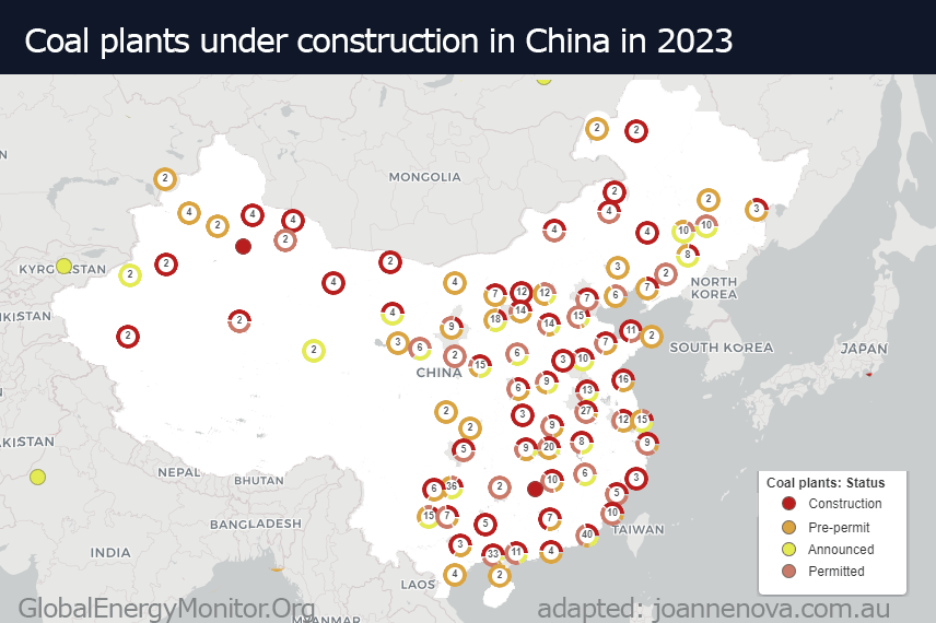 All coal plants under construction China
