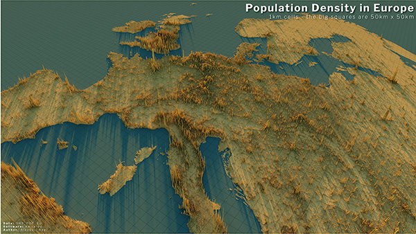 Europe, spike population map.