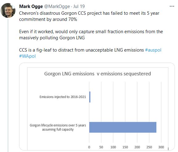 Chevron carbon capture, Gorgon, failure, NW Shelf, CCS.