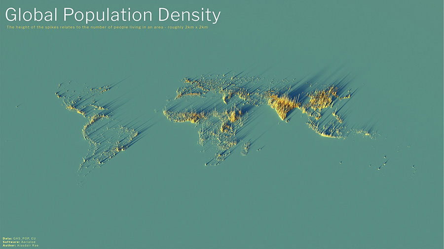 Population Spike Map, Global.