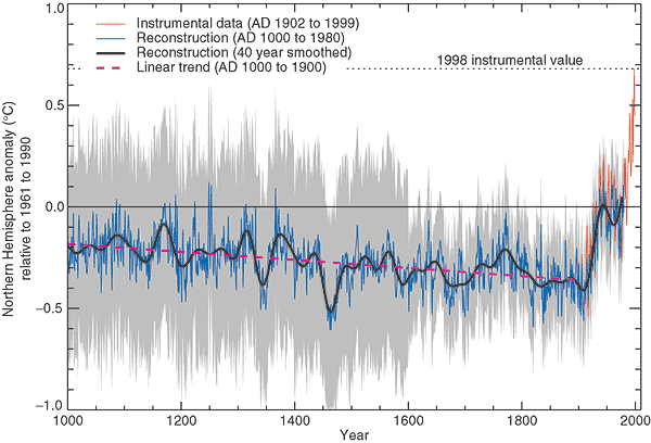 The “hockey stick” graph as published in IPCC TAR (Figure 2-20, 2001)