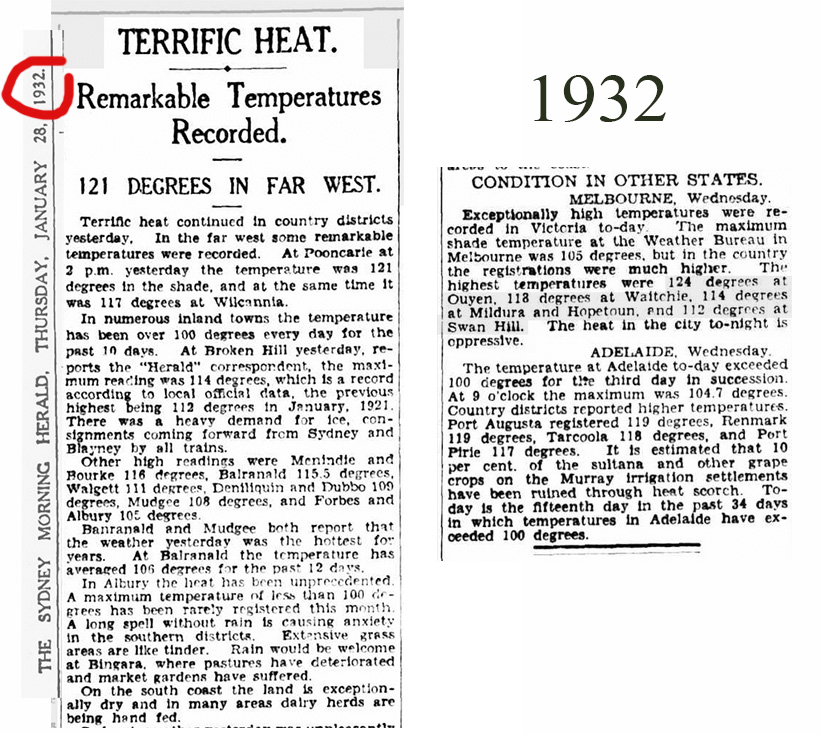 Victorian Heat Wave, Trove, temperatures.
