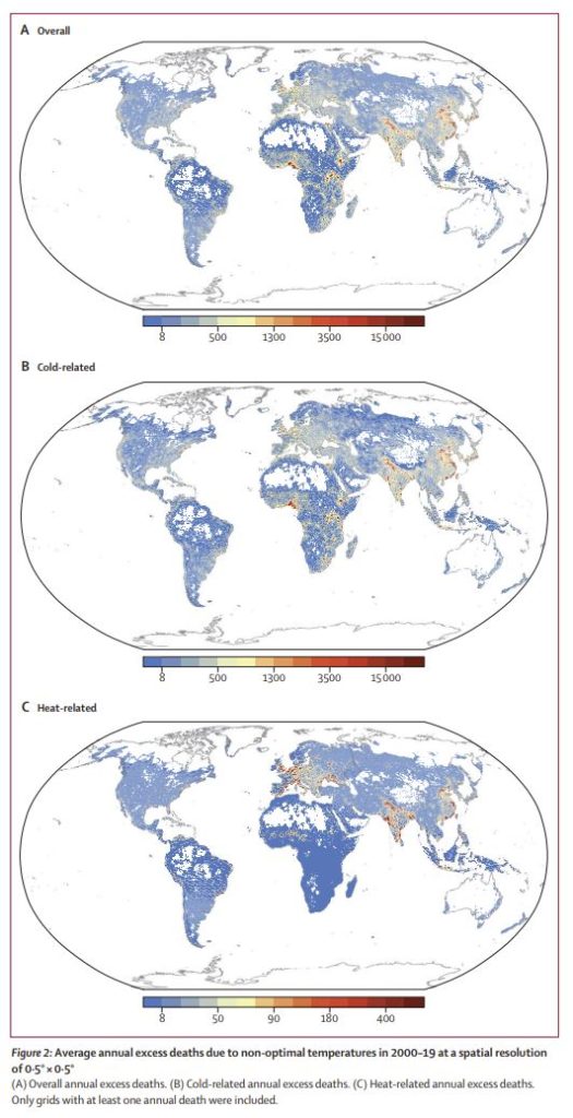 Mortality Heat Waves, Lancet, Cold snaps. 2021