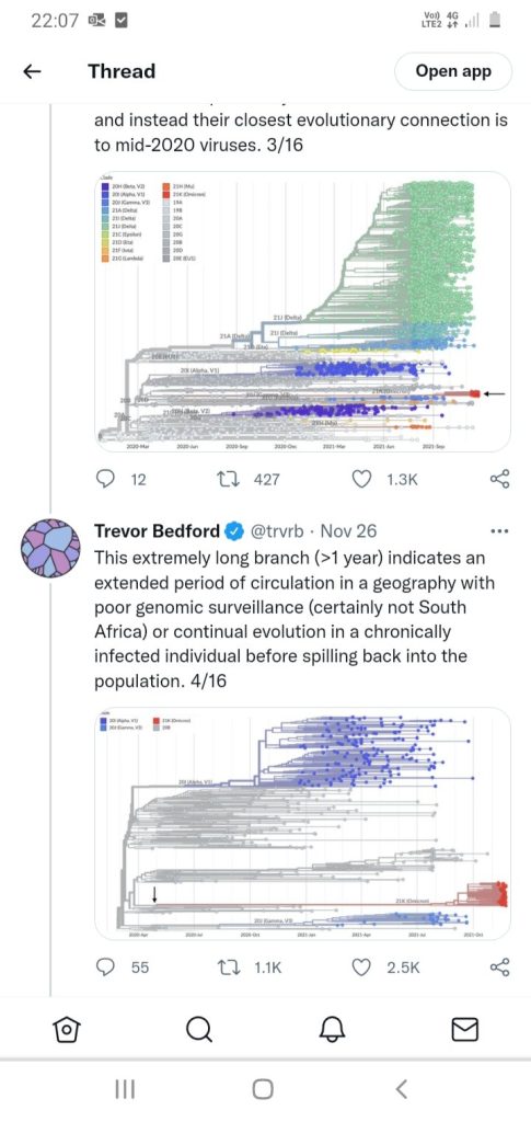Omicron, branch, evolution, chart.