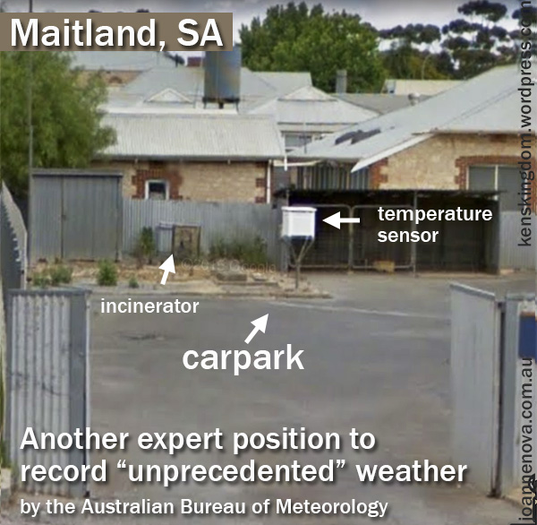 Maitland BOM Thermometer, siting near incinerator. Photo.