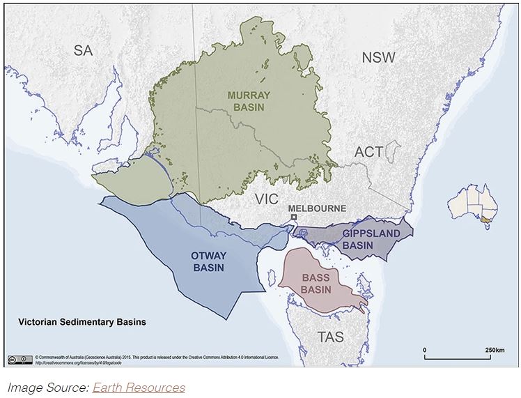 Map of Victorian gas basins.