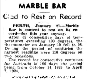 marble bar heatwave record newspaper