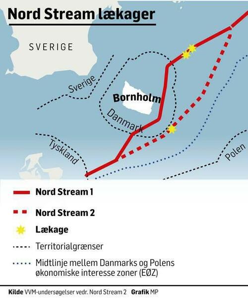 Nordstream map. Explosions.