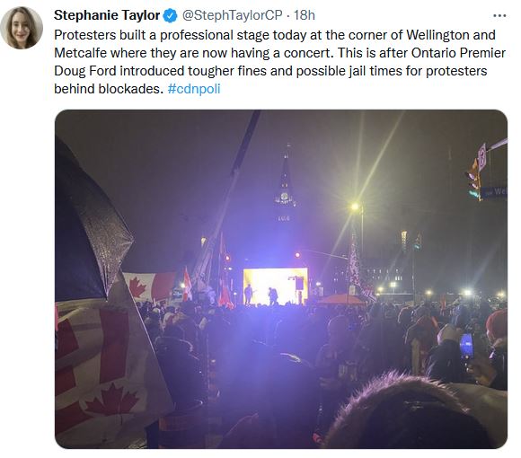 Professional Stage built at Ottawa Protest. 