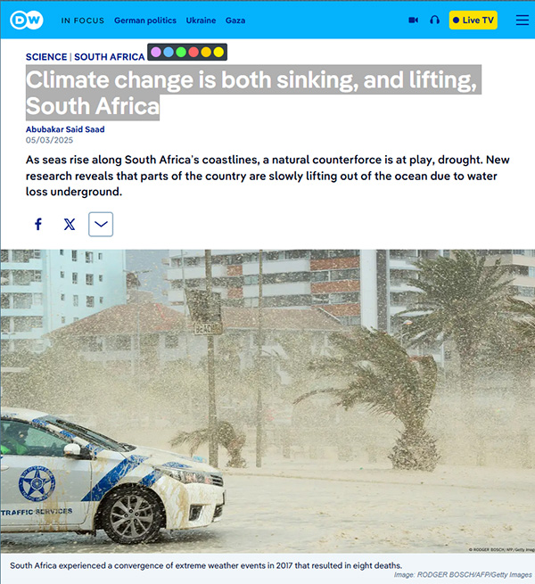 Climate change is both sinking, and lifting, South Africa