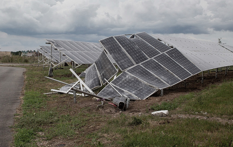 Solar panel storm damage