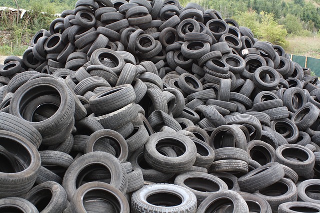 mountain of tyres. Trash. Rubbish. 